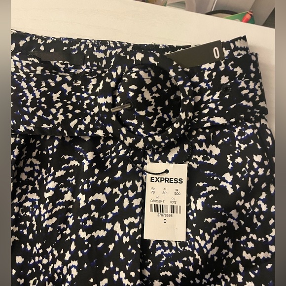 Express Navy Blue, Black, and White Paper bag shorts - Picture 2 of 7